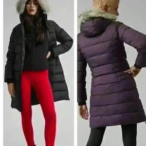 Athleta Downtown Parka II  black Heather FeatherDry down Winter Jacket size XS